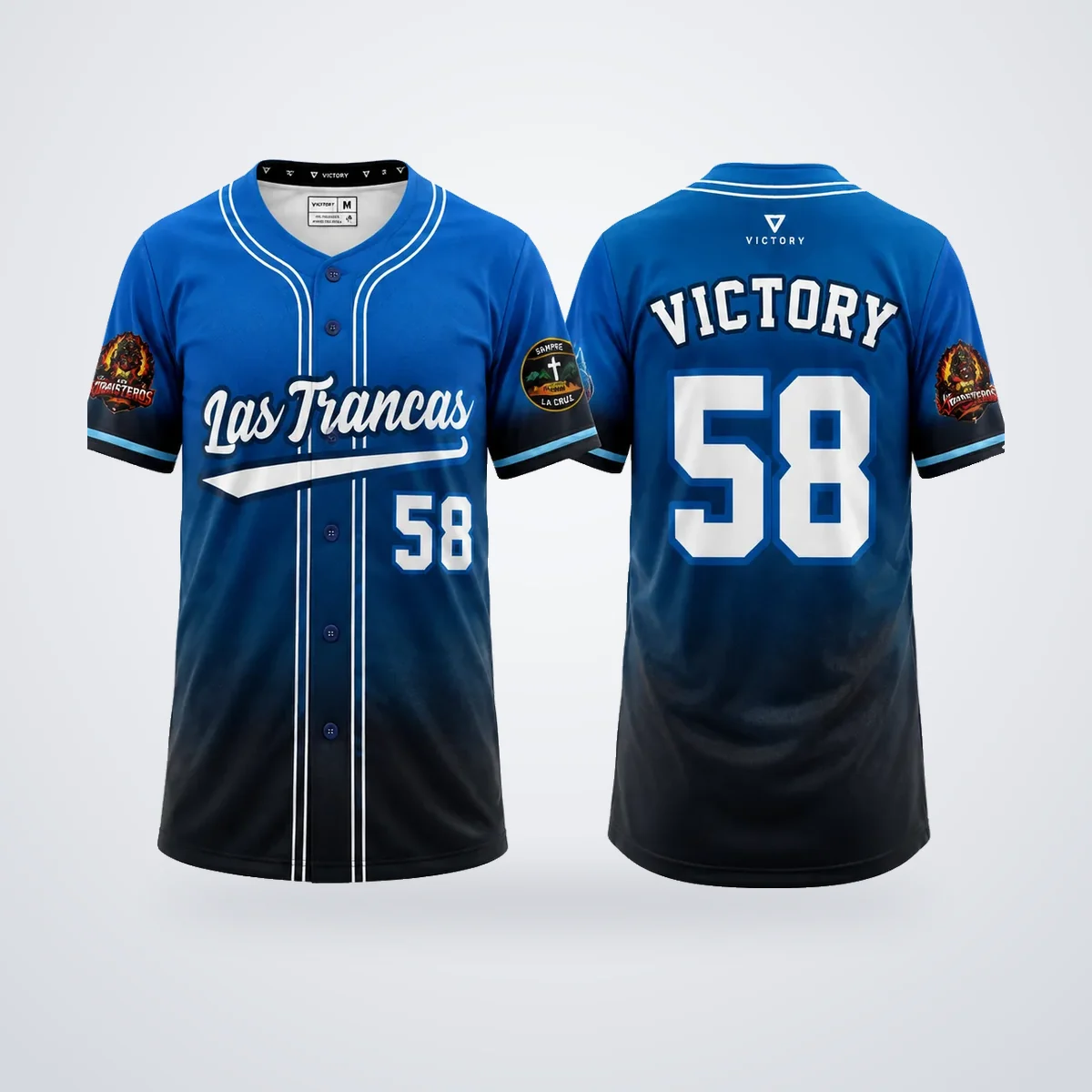 Jersey de béisbol sublimado, diseño Las Trancas