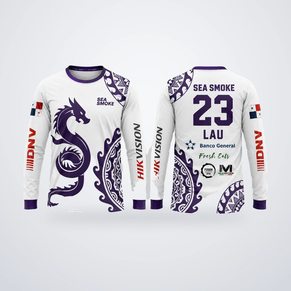 Camisa manga larga sublimada, diseño Sea Smoke