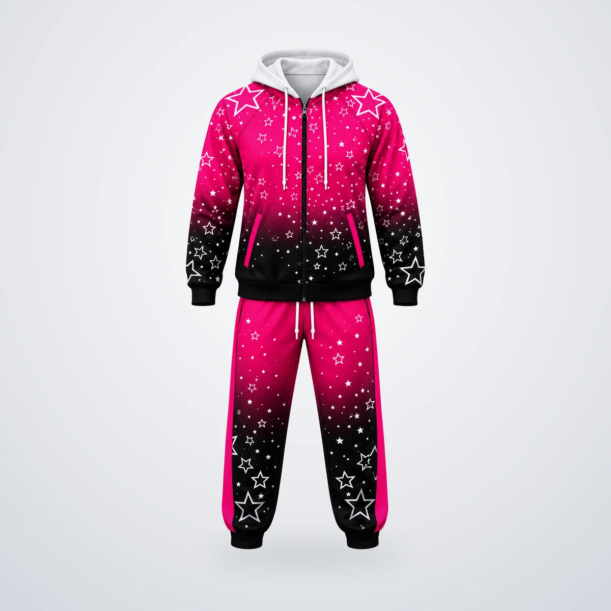Buzo sublimado fucsia con estrellas para danza