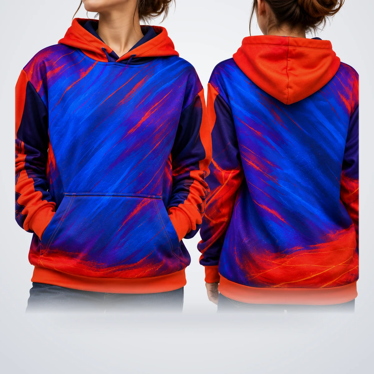 Hoodie full sublimado azul y rojo