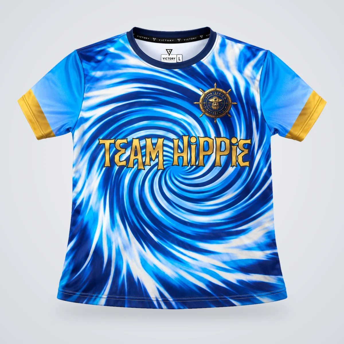 Suéter sublimado Team Hippie con remolino azul